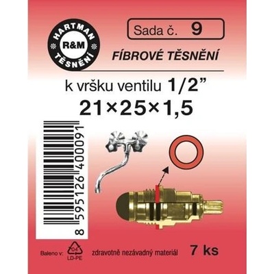 HARTMAN těsnění fíbrové k vršku ventilu 1/2", sada č. 9