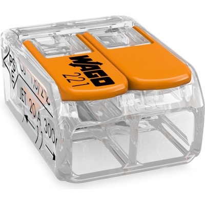 WAGO Svorka krabicová 221-412 páčková spojovací pro všechny druhy vodičů 2 x 4 mm² , oranžová/transparentní 221-412 – Hledejceny.cz