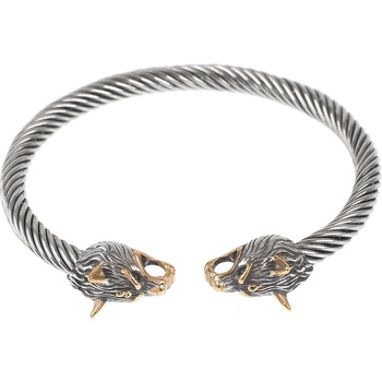 NNM гривна Viking Double Wolf - SSG-009 златно