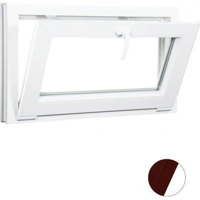 Aluplast Sklopné plastové okno Mahagon/bílá 700 x 420 mm Dvojsklo Ug= 1,1