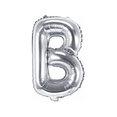 PartyDeco Fóliový balón Mini Písmeno B 35cm strieborný