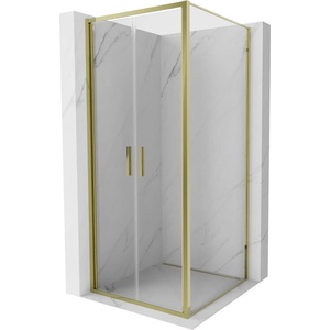Mexen Exo-B Duo люлееща се душ кабина 80 x 80 см, прозрачна, златна - 814-080-080-50-00 (814-080-080-50-00)