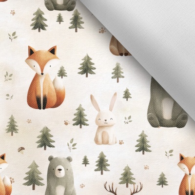 Takoy Látka s potlačou nepremokavý polyester TD / NS maľované zvieratká Beige