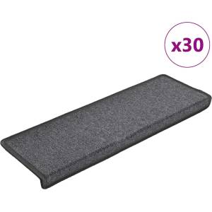 vidaXL Изтривалки за стълби, 30 бр. , 65x21x4 см, тъмносиви, с правоъгълен кант (3365766)