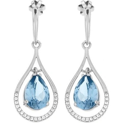 Zlatnictví U Kostela zlaté visací náušnice s modrým kamenem 227bm