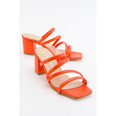 Moda Trend Дамски чехли с ток - Оранжеви #371281 (371281_Оранжев)