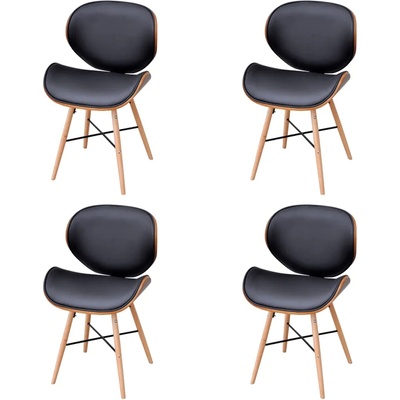 vidaXL Трапезни столове, 4 бр, извито дърво и изкуствена кожа (271948)