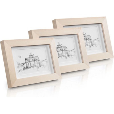 Casa Chic Edinburgh, rámy na obrázky, sada 3 rámov, obdĺžnikové, fotky 14 x 9 cm, pasparta, drevo (CL-4X6-3-UNP)
