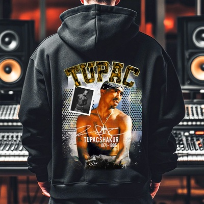 2Pac Мъжко Худи Tupac Shakur 3PR-518 - Черен Бял, размер