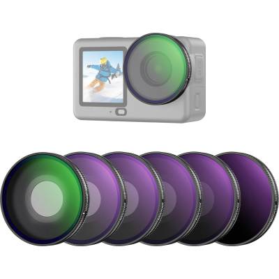 NEEWER CPL + ND filter set compatible with DJI Osmo Action 6 only, ND8/16/32/64/256 adjustable circular polarizing filter gray filter, screw-on multi-coated action cam photo accessories, FL-B109 - 10107894
