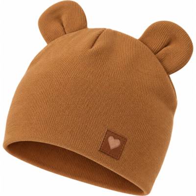 Dvojvrstvová bavlnená čiapočka Love Teddy medová horčica