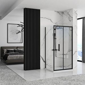 Rea Правоъгълна душ кабина със сгъваема врата Rea Rapid Fold 100x80 черна (5902557342525+5902557342549)