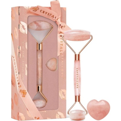 Crystallove Rose Quartz Selflove Set masážny valček na tvár a masážna pomôcka