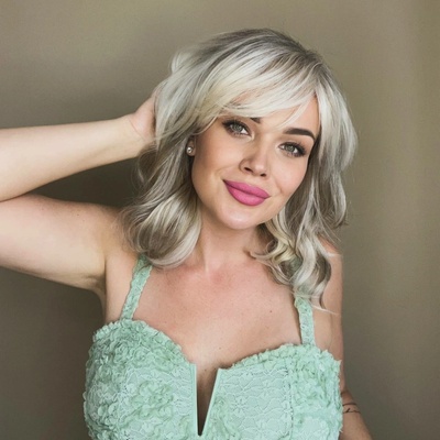 Paruka z pravých a umělých vlasů Daenerys ledová blond