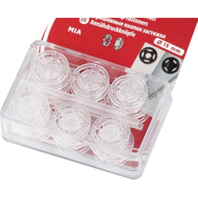 Plastové patentky / stiskací knoflíky Ø7-15 mm, střední, 10 (15 mm) transparent (bal. 10) – Zboží Dáma