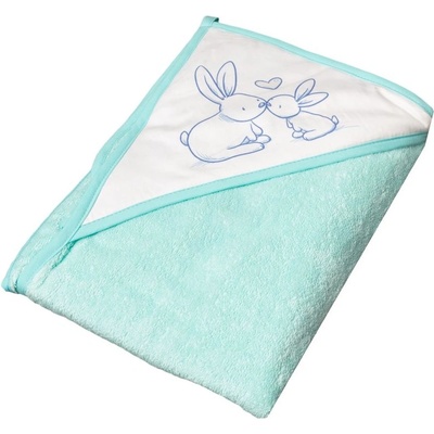 Tega Baby Бебешка хавлия с качулка Tega Baby - Little Bunnies, 100 x 100 cm, зелена (5902963008190)