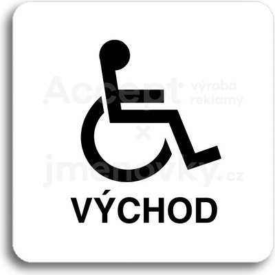 ACCEPT Piktogram východ pro invalidy - bílá tabulka - černý tisk bez rámečku