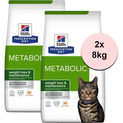 HILL'S Hill s Prescription Diet Metabolic Регулация на теглото гранули за котки 2 x 8 кг