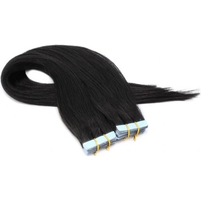 40cm tape hair pravé lidské vlasy černá – Zboží Dáma