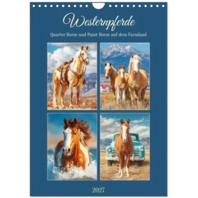 Westernpferde. Quarter Horse und Paint Horse auf dem Farmland Wand DIN A4 hoch, CALVENDO Monats 2027