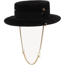 Ruslan Baginskiy Chain Strap Canotier Hat černý