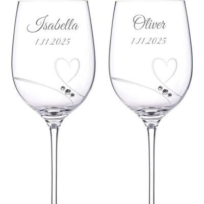 Swarovski Dekorant Svadobné poháre na biele víno Romance simple s kamienkami 2 x 330 ml
