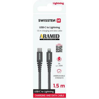 Swissten 71544010 Aramid USB-C / Lightning 1,5m antracit