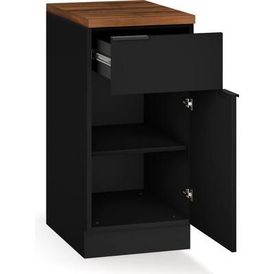 Blumfeldt WoodVista Шкаф за кухня, Здрава MDF работна повърхност, Soft-Close панти, Алуминиеви дръжки (JOY-WVD400BW) (JOY-WVD400BW)