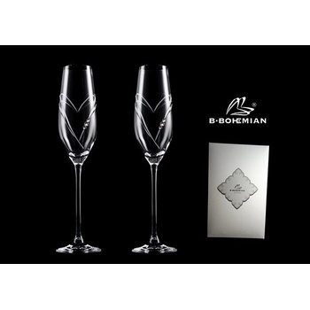 B.BOHEMIAN Svadobné poháre na sekt HEARTS 2 x 210 ml