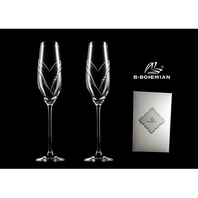 B.BOHEMIAN Svadobné poháre na sekt HEARTS 2 x 210 ml
