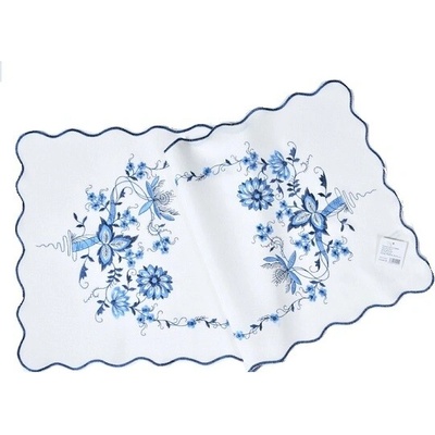 Raebel Vyšívaný modro biely behúň stredová šerpa 5898 biela Polyester 40x90cm