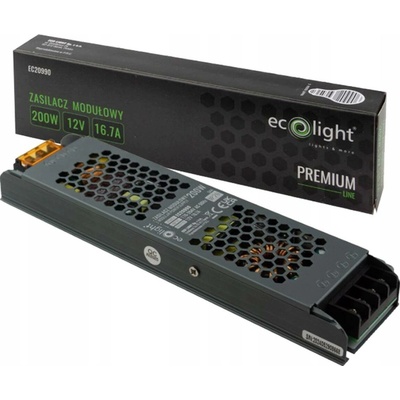 LED zdroj 200W 12V SLIM PREMIUM LINE ECOLIGHT TRANSFORMÁTOR PRO LED