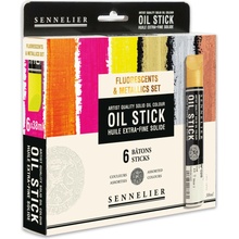 Sennelier Oil Stick sada olejových farieb v tyčinke 6 ks fluorescent metallic