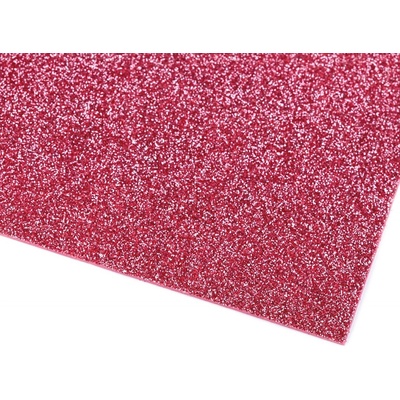Prima-obchod Samolepicí pěnová guma Moosgummi s glitry 20x30 cm, barva 15 růžová malinová