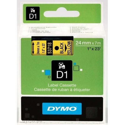 Dymo D1 53718, S0720980, 24 mm x 7 m, čierna tlač/žltý podklad, originálna páska