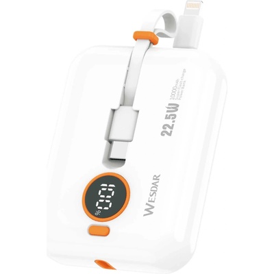 Wesdar Портативна батерия Wesdar - S508, 10000 mAh, бяла (S508-WHITE)