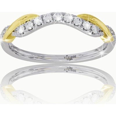 VIPgold Zlatý prsteň s bielymi zafírmi v bielo-žltom zlate R35608bz S