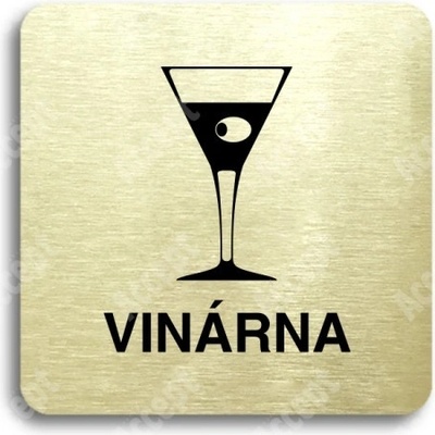 ACCEPT Piktogram vinárna - zlatá tabulka - černý tisk bez rámečku