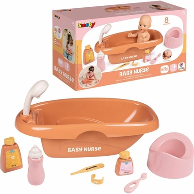 Smoby Vanička s nočníkom Bath Set & Accessories Soft Baby Nurse s 8 doplnkami pre 42 cm bábiku