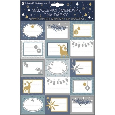 Anděl Samolepicí jmenovky na dárky s glitry - 15 ks - 10388 – Zboží Mobilmania