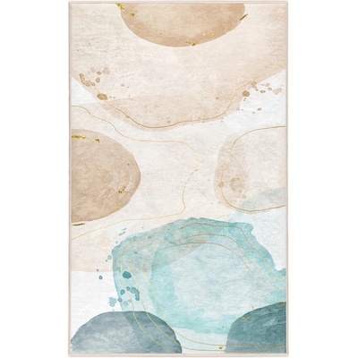 Mila Home Кремаво-тюркоазен килим подходящ за пране 80x150 cm Puddle - Mila Home (HKC-DikHali-35-80x150)