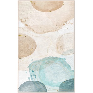 Mila Home Кремаво-тюркоазен килим подходящ за пране 80x150 cm Puddle - Mila Home (HKC-DikHali-35-80x150)