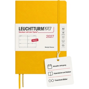 Leuchtturm1917 Weekly Calendar 2027 Medium (A5) - 145 x 210 mm - 12 months - January-December 2027 - 1 week per double page - 80 g/m2 paper with high ink compatibility - 400271 (400271)