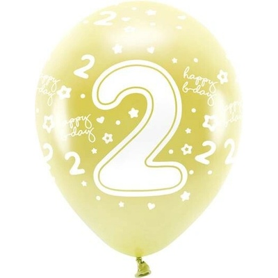 PartyDeco ECO balóny metalické zlaté s číslom 2