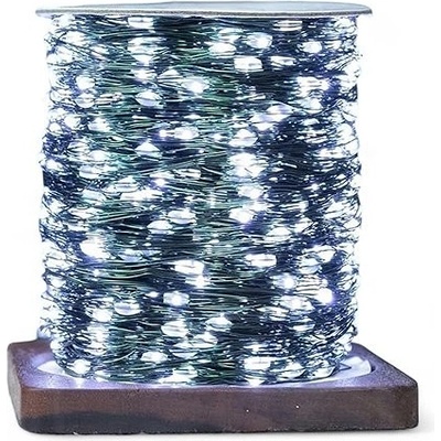 senzanakupy Venkovní mikro řetěz 50 m 500LED, 8 programů, zelený kabel, studená bílá