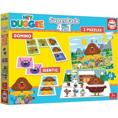 Superpack 4v1 Hey Duggee Educa domino pexeso a 2 puzzle s 25 dielikmi
