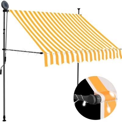 vidaXL Ručně zatahovací markýza s LED světlem 150 cm bílooranžová