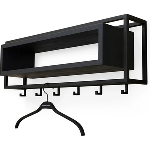 Spinder Design Черна стенна закачалка от масивен дъб с рафт 78 cm School - Spinder Design (GW965-22-22)
