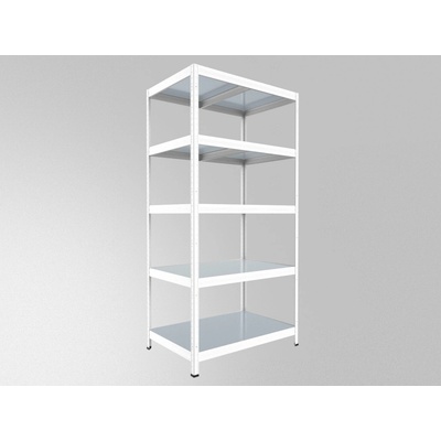 Biedrax Regál do technickej miestnosti 60 x 75 x 240 cm, biely, 5 políc plech zinok, 150 kg na policu