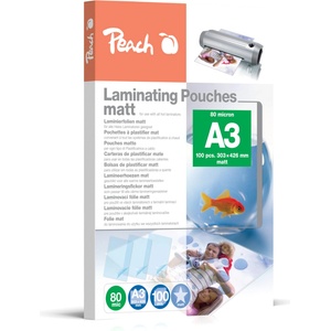 Peach laminating foils A3 matt 100 pieces 2 x 80 mic (160 m) - writable - S-PP580-15 (S-PP580-15)